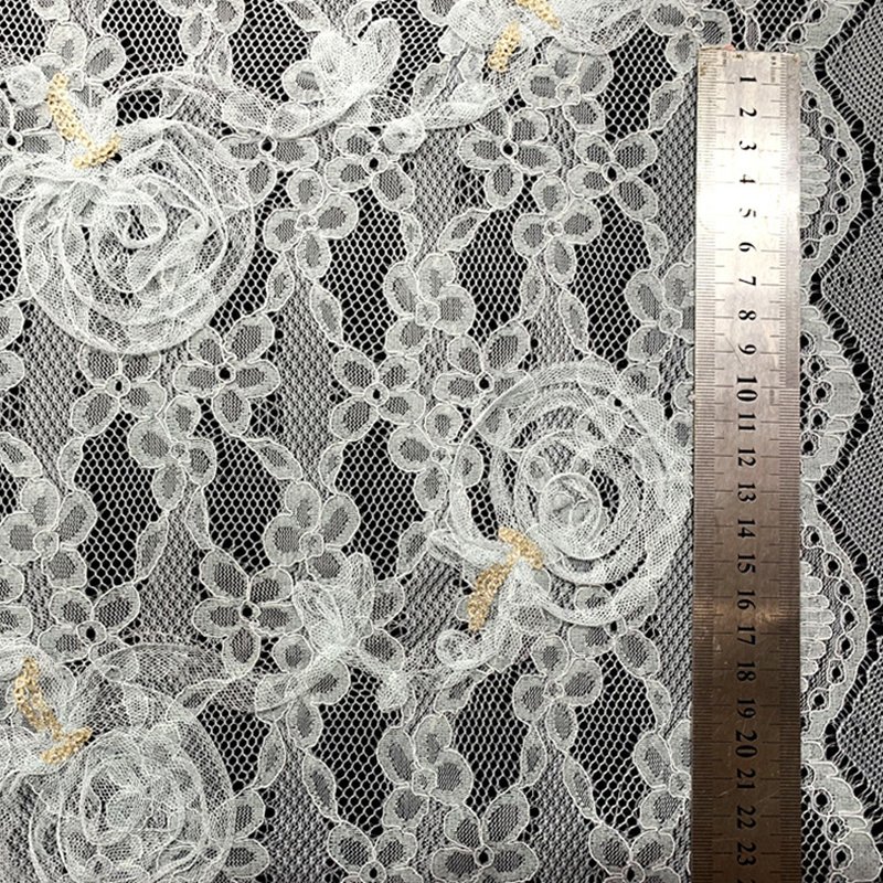 Embroidered Fabric Couching Polyester Lace Fabric for Women's Wear Who 8